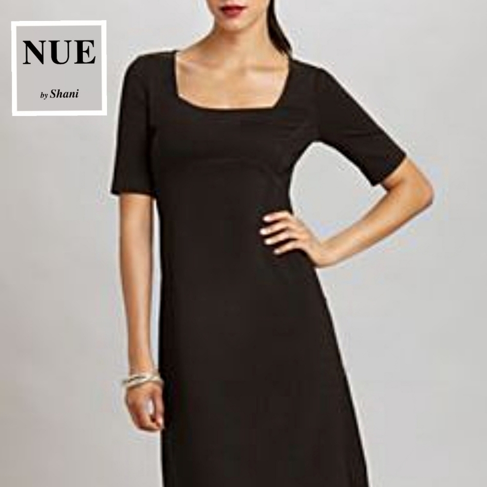 NUE By Shani Built-In Shapewear Midi Dress Size 4 Black
